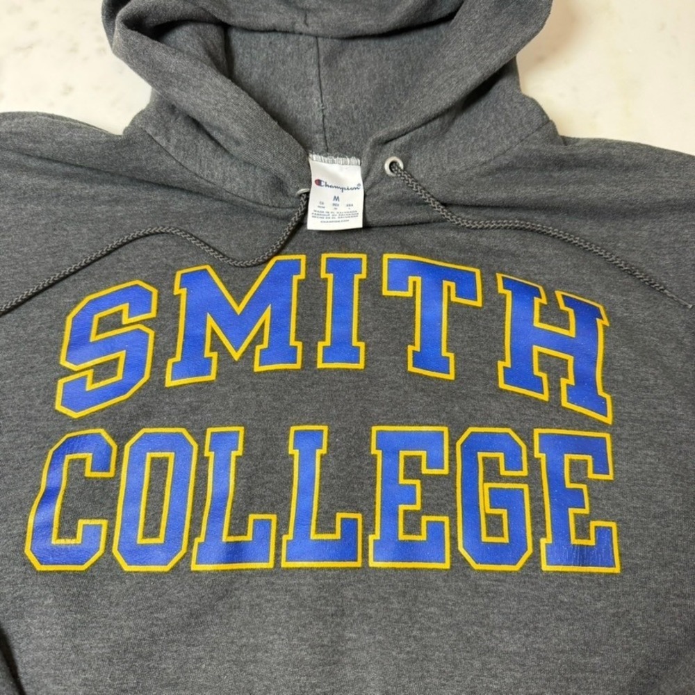Champion Smith College Hoodie Mens Medium Charcoal Grey Excellent Pullover Logo